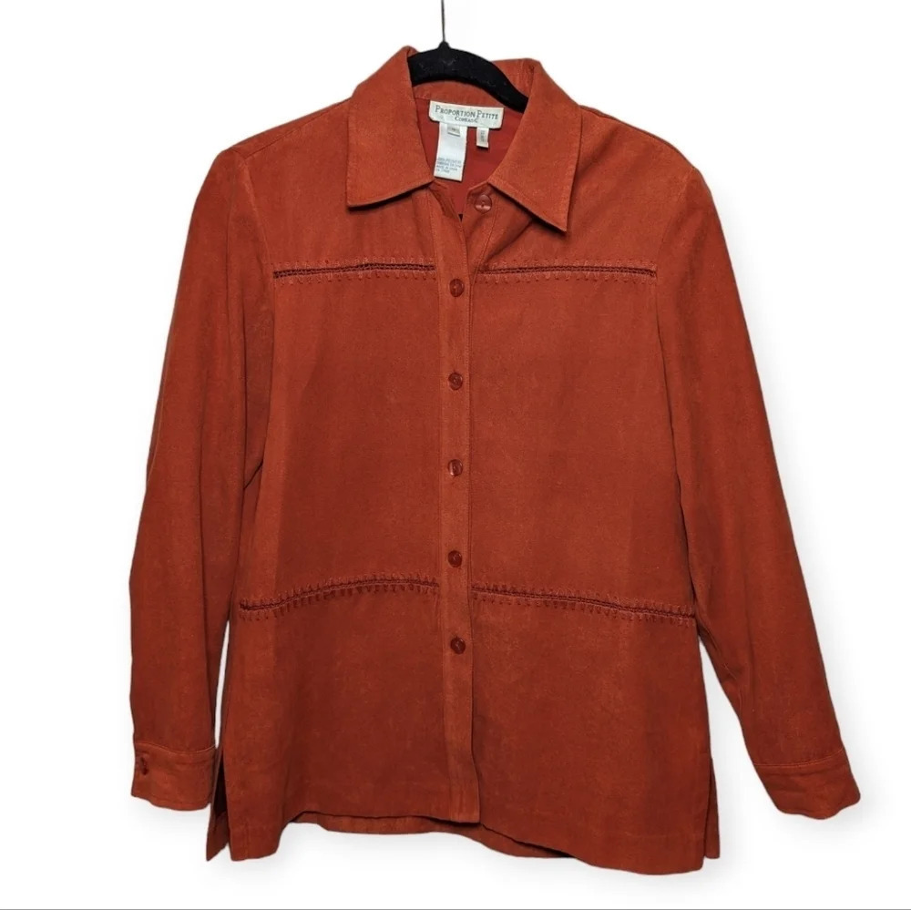 Vintage Proportion Petite Conrad C Woman Size 8 Burnt  Orange Button Down Top